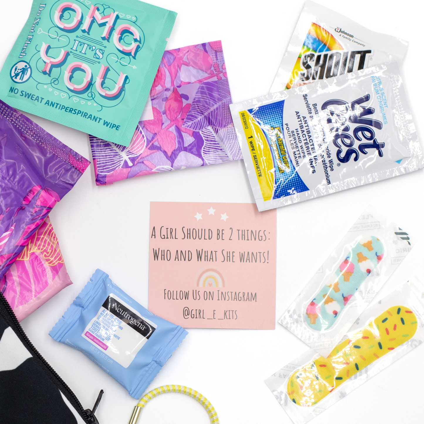 items inside the teen dorm room emergency kit