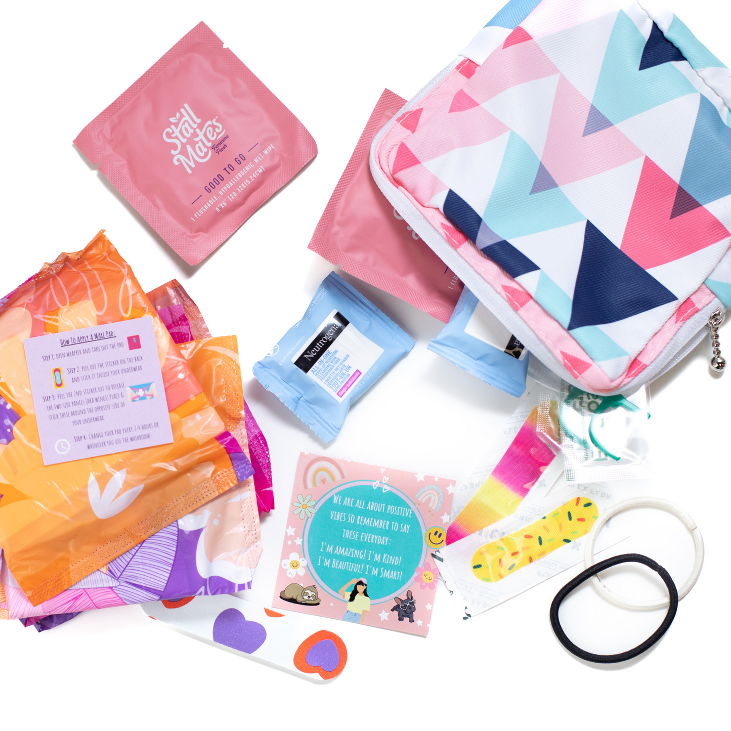 products inside the girl emergency kit